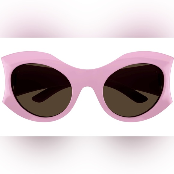 NEW BALENCIAGA HOURGLASS ROUND SUNGLASSES IN PINK - Picture 3 of 5